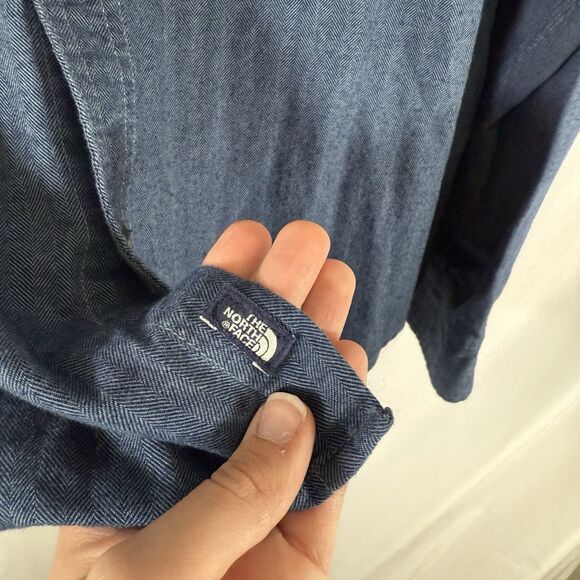 North Face Shirt Men's Large Blue Long Sleeve Button Up 100% Cotton - Picture 6 of 10